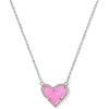 Kendra Scott Ari Heart Adjustable Length Pendant Necklace for Women, Fashion Jewelry(RHODIUM – HOT PINK DRUSY)