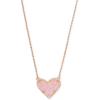 Kendra Scott Ari Heart Adjustable Length Pendant Necklace for Women, Fashion Jewelry(ROSE GOLD – PINK DRUSY)
