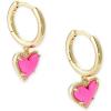 Kendra Scott Ari Heart Huggie Earrings for Women, Fashion Jewelry(GOLD – MAGENTA)