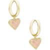 Kendra Scott Ari Heart Huggie Earrings for Women, Fashion Jewelry(GOLD – ROSE QUARTZ)