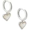 Kendra Scott Ari Heart Huggie Earrings for Women, Fashion Jewelry(RHODIUM – IVORY MOTHER OF PEARL)