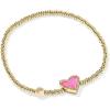 Kendra Scott Ari Heart Stretch Bracelet, Fashion Jewelry for Women(GOLD – HOT PINK DRUSY)
