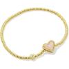 Kendra Scott Ari Heart Stretch Bracelet, Fashion Jewelry for Women(GOLD – ROSE QUARTZ)