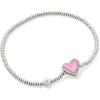Kendra Scott Ari Heart Stretch Bracelet, Fashion Jewelry for Women(RHODIUM – PINK IRIDESCENT GLITTER GLASS)