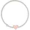 Kendra Scott Ari Heart Stretch Bracelet, Fashion Jewelry for Women(RHODIUM – ROSE QUARTZ)