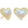 Kendra Scott Ari Heart Stud Earrings for Women, Fashion Jewelry(GOLD – IRIDESCENT DICHROIC GLASS)