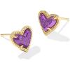 Kendra Scott Ari Heart Stud Earrings for Women, Fashion Jewelry(GOLD – PURPLE DRUSY)