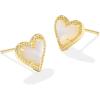 Kendra Scott Ari Heart Stud Earrings for Women, Fashion Jewelry(IVORY MOTHER OF PEARL)