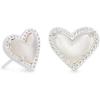 Kendra Scott Ari Heart Stud Earrings for Women, Fashion Jewelry(RHODIUM – IVORY MOTHER OF PEARL)