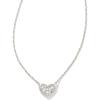 Kendra Scott Ari Pave Crystal Heart Necklace, Fashion Jewelry For Women(RHODIUM METAL – WHITE CUBIC ZIRCONIA)