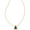 Kendra Scott Holiday Tree Pendant Necklace, 14k Gold Plated Brass, Quartzite, Fashion Jewelry for Women