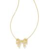 Kendra Scott Krista Bow Short Pendant Necklace, Fashion Jewelry for Women(GOLD – WHITE MIX)