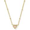 Kendra Scott Mini Ari Heart Satellite Necklace, Fashion Jewelry for Women(GOLD – ROSE QUARTZ)
