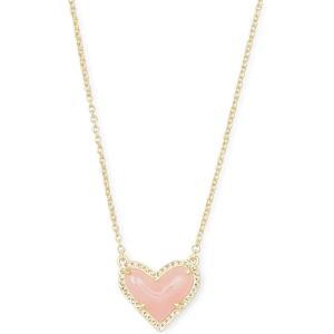 Kendra Scott Ari Heart Adjustable Length Pendant Necklace for Women, Fashion Jewelry(GOLD – ROSE QUARTZ)
