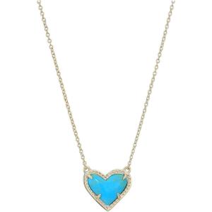 Kendra Scott Ari Heart Adjustable Length Pendant Necklace for Women, Fashion Jewelry(GOLD – TURQUOISE MAGENSITE)