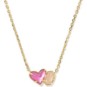Kendra Scott Ari Heart Emilie Pendant Necklace, Fashion Jewelry for Women(GOLD – AZALEA ILLUSION AND ROSE QUARTZ)