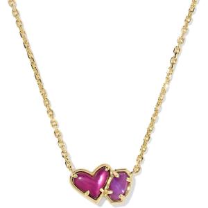 Kendra Scott Ari Heart Emilie Pendant Necklace, Fashion Jewelry for Women(GOLD – FUCHSIA MAGNESITE/PURPLE MOP)