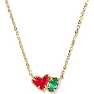 Kendra Scott Ari Heart Emilie Pendant Necklace, Fashion Jewelry for Women(GOLD – RED ILLUSION AND EMERALD CATS EYE)