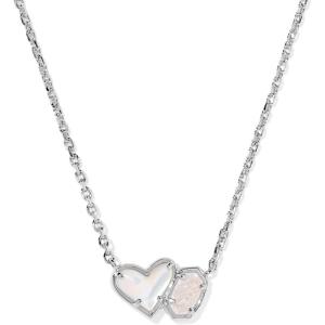 Kendra Scott Ari Heart Emilie Pendant Necklace, Fashion Jewelry for Women(RHODIUM – IVORY MOTHER OF PEARL AND IRIDESCENT DRUSY)