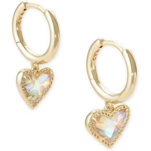 Kendra Scott Ari Heart Huggie Earrings for Women, Fashion Jewelry(GOLD – IRIDESCENT DICHROIC GLASS)