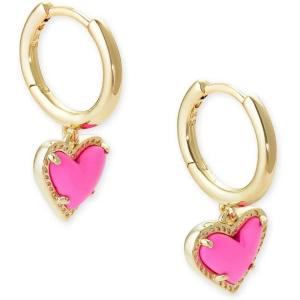 Kendra Scott Ari Heart Huggie Earrings for Women, Fashion Jewelry(GOLD – MAGENTA)