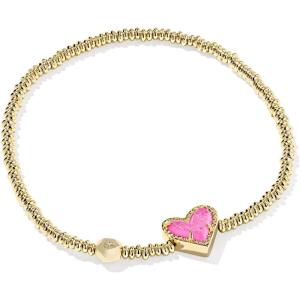 Kendra Scott Ari Heart Stretch Bracelet, Fashion Jewelry for Women(GOLD – HOT PINK DRUSY)