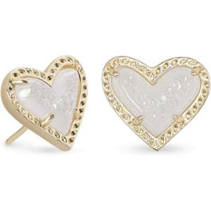 Kendra Scott Ari Heart Stud Earrings for Women, Fashion Jewelry(GOLD – IRIDESCENT DRUSY)