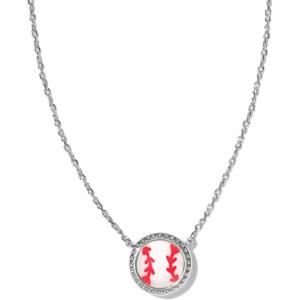Kendra Scott Baseball Short Pendant Necklace, Fashion Jewelry for Women(RHODIUM)