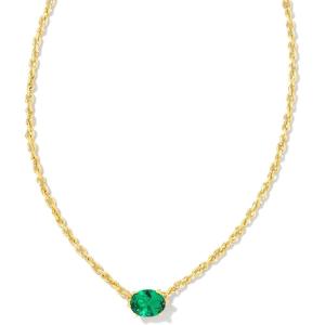 Kendra Scott Cailin Pendant Necklace, Fashion Jewelry for Women(GOLD – GREEN CRYSTAL)