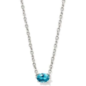 Kendra Scott Cailin Pendant Necklace, Fashion Jewelry for Women(RHODIUM – AQUA CRYSTAL)