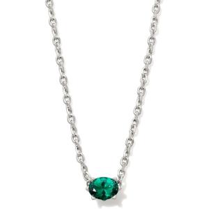 Kendra Scott Cailin Pendant Necklace, Fashion Jewelry for Women(RHODIUM – GREEN CRYSTAL)