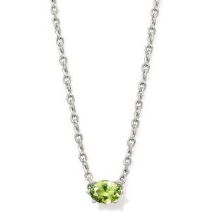 Kendra Scott Cailin Pendant Necklace, Fashion Jewelry for Women(RHODIUM – LIGHT GREEN CRYSTAL)