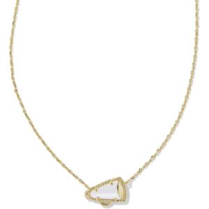 Kendra Scott Cheer Short Pendant Necklace, Fashion Jewelry for Women(GOLD – WHITE MOTHER OF PEARL)