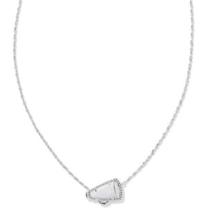 Kendra Scott Cheer Short Pendant Necklace, Fashion Jewelry for Women(RHODIUM – WHITE MOTHER OF PEARL)