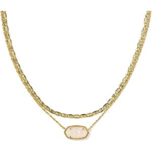 Kendra Scott Elisa Multi Strand Necklace for Women, Fashion Jewelry(GOLD – IRIDESCENT DRUSY)