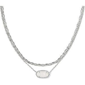 Kendra Scott Elisa Multi Strand Necklace for Women, Fashion Jewelry(RHODIUM – IRIDESCENT DRUSY)