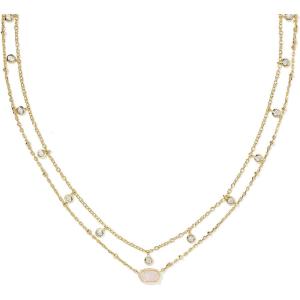 Kendra Scott Emilie Crystal Multi Strand Necklace, Fashion Jewelry for Women(GOLD – IRIDESCENT DRUSY)
