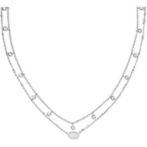 Kendra Scott Emilie Crystal Multi Strand Necklace, Fashion Jewelry for Women(RHODIUM – IRIDESCENT DRUSY)