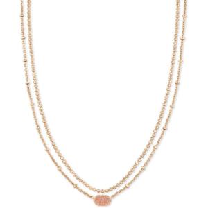 Kendra Scott Emilie Multi Strand Necklace, Fashion Jewelry for Women(ROSE GOLD SAND DRUSY)
