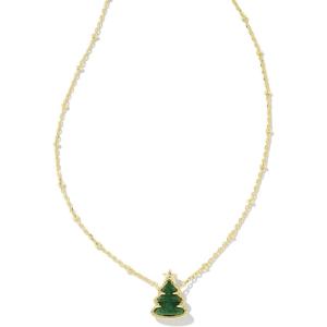 Kendra Scott Holiday Tree Pendant Necklace, 14k Gold Plated Brass, Quartzite, Fashion Jewelry for Women