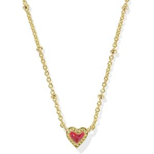 Kendra Scott Mini Ari Heart Satellite Necklace, Fashion Jewelry for Women(GOLD – RED KYOCERA OPAL)