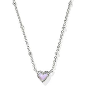 Kendra Scott Mini Ari Heart Satellite Necklace, Fashion Jewelry for Women(RHODIUM – BUBBLEGUM PINK OPAL)