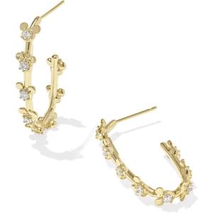 Kendra Scott x Disney 14k Mickey Mouse and Minnie Mouse Hoop Earrings, Fashion Jewelry for Women(GOLD – WHITE CRYSTAL)