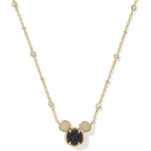 Kendra Scott x Disney Mickey Mouse Short Pendant Necklace, Fashion Jewelry for Women(GOLD – BLACK DRUSY)