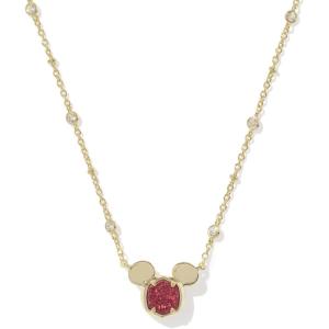 Kendra Scott x Disney Mickey Mouse Short Pendant Necklace, Fashion Jewelry for Women(GOLD – RED DRUSY)