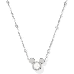 Kendra Scott x Disney Mickey Mouse Short Pendant Necklace, Fashion Jewelry for Women(RHODIUM – WHITE PEARL)