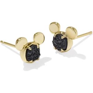 Kendra Scott x Disney Mickey Mouse Stud Earrings, Fashion Jewelry for Women(GOLD – BLACK DRUSY)