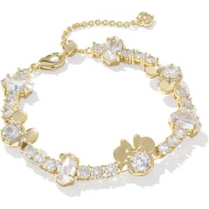 Kendra Scott x Disney Mickey Mouse and Minnie Mouse Tennis Bracelet, Fashion Jewelry for Women(GOLD – WHITE CRYSTAL)