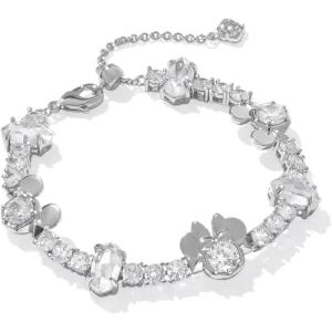 Kendra Scott x Disney Mickey Mouse and Minnie Mouse Tennis Bracelet, Fashion Jewelry for Women(RHODIUM – WHITE CRYSTAL)