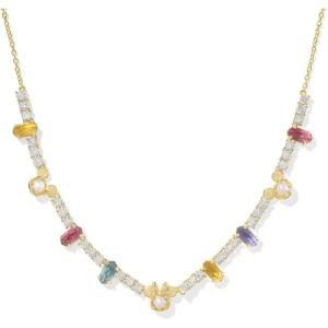 Kendra Scott x Disney Mickey Mouse and Minnie Mouse Tennis Necklace, Fashion Jewelry for Women(GOLD – MULTI MIX)